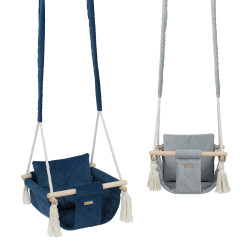 Welurowa huśtawka dla dziecka z poduszką